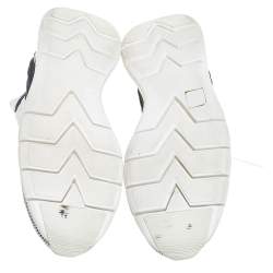 Pre Owned حذاء رياضي لوي فيتون فاست لان شبك قماش تريكو أبيض / أزرق بعنق منخفض مقاس 44.5