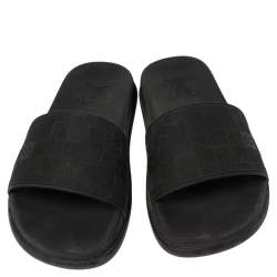 Pre Owned حذاء سلايدز لوي فيتون فلات واترفرونت مطاط منقوش دامييه أسود مقاس 41.5