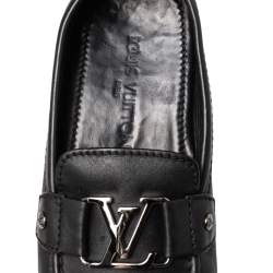 Louis Vuitton Black Leather Monte Carlo Slip On Loafers Size 41