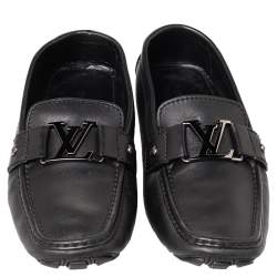 Louis Vuitton Black Leather Monte Carlo Slip On Loafers Size 41