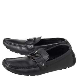 Louis Vuitton Black Leather Monte Carlo Slip On Loafers Size 41