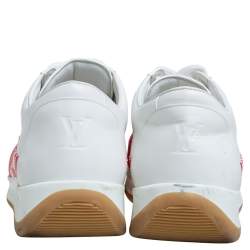 Pre Owned Louis Vuitton x Supreme White Leather and Monogram Canvas Trim Sport Sneakers Size 40