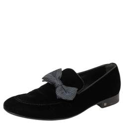 مملوكة مسبقًا Louis Vuitton Deep Blue Velvet Tuxedo Bow Loafers Size 42