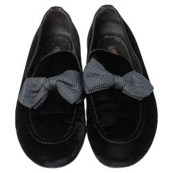 مملوكة مسبقًا Louis Vuitton Deep Blue Velvet Tuxedo Bow Loafers Size 42