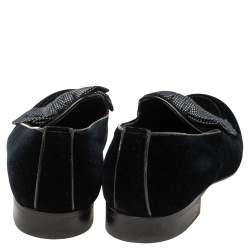 مملوكة مسبقًا Louis Vuitton Deep Blue Velvet Tuxedo Bow Loafers Size 42