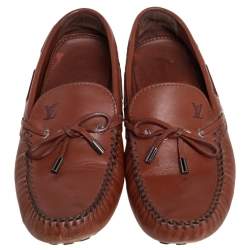 Pre Owned Louis Vuitton Brown Leather Arizona Loafers Size 43