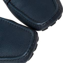 Pre Owned Louis Vuitton Blue Leather Ribbon Monte Carlo Loafers Size 42