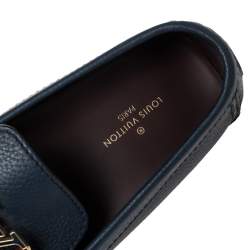 Pre Owned Louis Vuitton Blue Leather Ribbon Monte Carlo Loafers Size 42