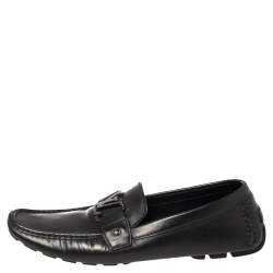 مملوكة مسبقًا Louis Vuitton Black Leather Monte Carlo Slip On Loafers Size 43