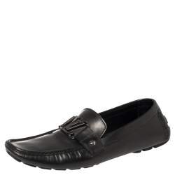 مملوكة مسبقًا Louis Vuitton Black Leather Monte Carlo Slip On Loafers Size 43