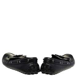 Pre Owned Louis Vuitton Black Leather Bow Slip On Loafers Size 43.5