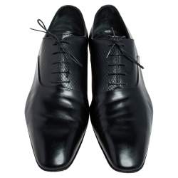 مملوكة مسبقًا حذاء ديربي لوي فيتون جلد إيبي وجلد أسود رباط علوي مقاس 45