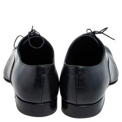 مملوكة مسبقًا حذاء ديربي لوي فيتون جلد إيبي وجلد أسود رباط علوي مقاس 45