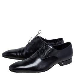 مملوكة مسبقًا حذاء ديربي لوي فيتون جلد إيبي وجلد أسود رباط علوي مقاس 45
