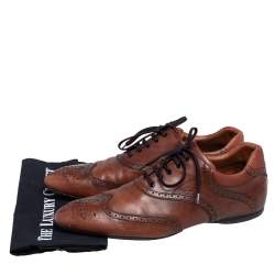 Pre Owned حذاء ديربي لوي فيتون جلد بروغي بني مقاس 44.5