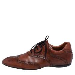 Pre Owned حذاء ديربي لوي فيتون جلد بروغي بني مقاس 44.5