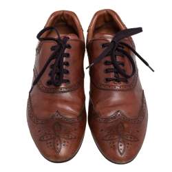 Pre Owned حذاء ديربي لوي فيتون جلد بروغي بني مقاس 44.5