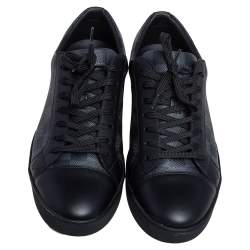 Pre Owned Louis Vuitton Graphite Canvas and Leather Match Up Low Top Sneakers Size 41
