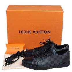 Pre Owned Louis Vuitton Graphite Canvas and Leather Match Up Low Top Sneakers Size 41