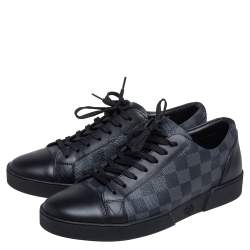 Pre Owned Louis Vuitton Graphite Canvas and Leather Match Up Low Top Sneakers Size 41