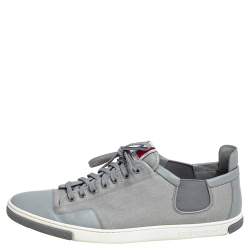 Louis Vuitton Grey Canvas and Leather Low Top Sneakers Size 45