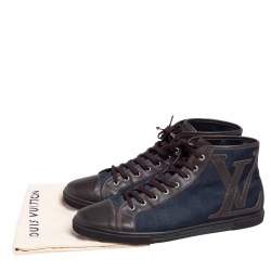 مملوكة مسبقًا Louis Vuitton Brown/Blue Damier Ebene Canvas and Leather High Top Sneaker Size 44