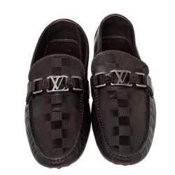 مملوكة مسبقًا حذاء لوفرز لوي فيتون هوكنهايم سليب أون جلد دامييه منقوش بني داكن مقاس 41 