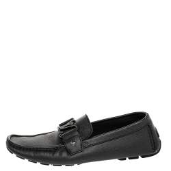 Louis Vuitton Black Leather Monte Carlo Slip On Loafers Size 42