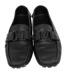 Louis Vuitton Black Leather Monte Carlo Slip On Loafers Size 42