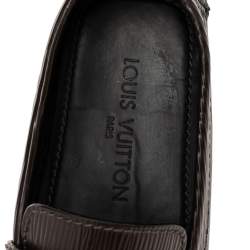 مملوكة مسبقًا حذاء لوفرز لوى فيتون سليب أون مونت كارلو جلد إيبى بنى داكن مقاس 41