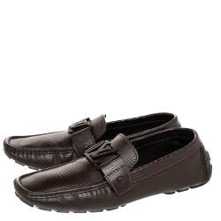 مملوكة مسبقًا حذاء لوفرز لوى فيتون سليب أون مونت كارلو جلد إيبى بنى داكن مقاس 41