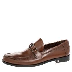 Pre Owned Louis Vuitton Brown Leather Major Loafers Size 43.5