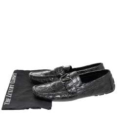 Pre Owned Louis Vuitton Brown Alligator Leather Monte Carlo Moccasins Size 43.5
