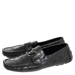 Pre Owned Louis Vuitton Brown Alligator Leather Monte Carlo Moccasins Size 43.5