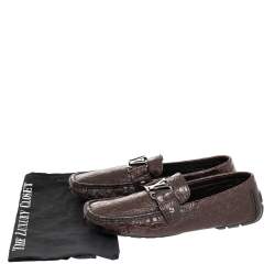 Pre Owned Louis Vuitton Brown Alligator Croc Leather Monte Carlo Moccasins Size 43.5