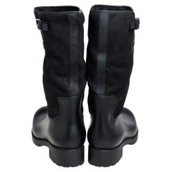 Pre Owned حذاء بوت منتصف ساق لوي فيتون مطاط وسويدي أسود مقاس 44