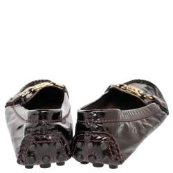 حذاء لوفرز أوكسفورد لوي فيتون جلد فيرنيه عنابي مقاس 38.5
