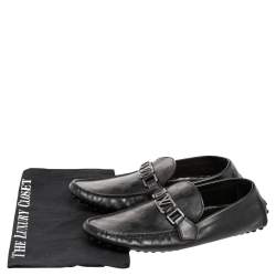 Pre Owned Louis Vuitton Black Damier Infini Leather Hockenheim Slip on Loafers Size 41.5