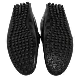 Pre Owned Louis Vuitton Black Damier Infini Leather Hockenheim Slip on Loafers Size 41.5