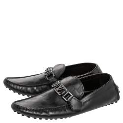 Pre Owned Louis Vuitton Black Damier Infini Leather Hockenheim Slip on Loafers Size 41.5
