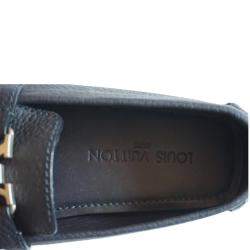 مملوكة مسبقًا Louis Vuitton Dark Blue Textured Leather Montaigne Moccasins Size EU 42
