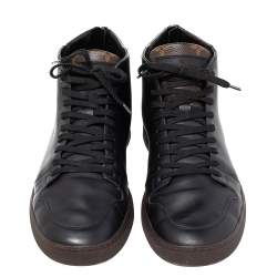 Louis Vuitton Black/Brown Monogram  Coated Canvas  And Leather Line Up High Top Sneakers Size 42