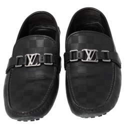 Pre Owned حذاء لوفرز لوى فيتون سليب أون هوكينهايم جلد أسود مقاس 42.5 