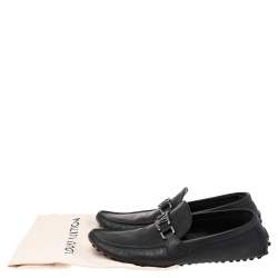 Louis Vuitton Black Leather Hockenheim Slip on Loafers Size 42.5
