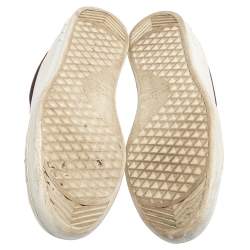 Pre Owned حذاء رياضي لوي فيتون لوكسمبورغ  كانفاس مونوغرامي وجلد أبيض بعنق منخفض مقاس 41.5