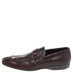 مملوكة مسبقًا Louis Vuitton Brown Leather Slip On Loafers Size 42.5