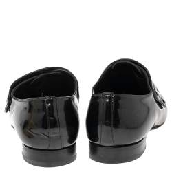 مملوكة مسبقًا حذاء لوفرز لوى فيتون سير مونك جلد لامع أسود مقاس 42