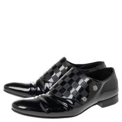 مملوكة مسبقًا حذاء لوفرز لوى فيتون سير مونك جلد لامع أسود مقاس 42