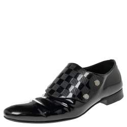 مملوكة مسبقًا حذاء لوفرز لوى فيتون سير مونك جلد لامع أسود مقاس 42