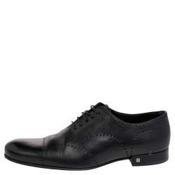 Pre Owned حذاء لوي فيتون ديربي جلد أسود برباط مقاس 41